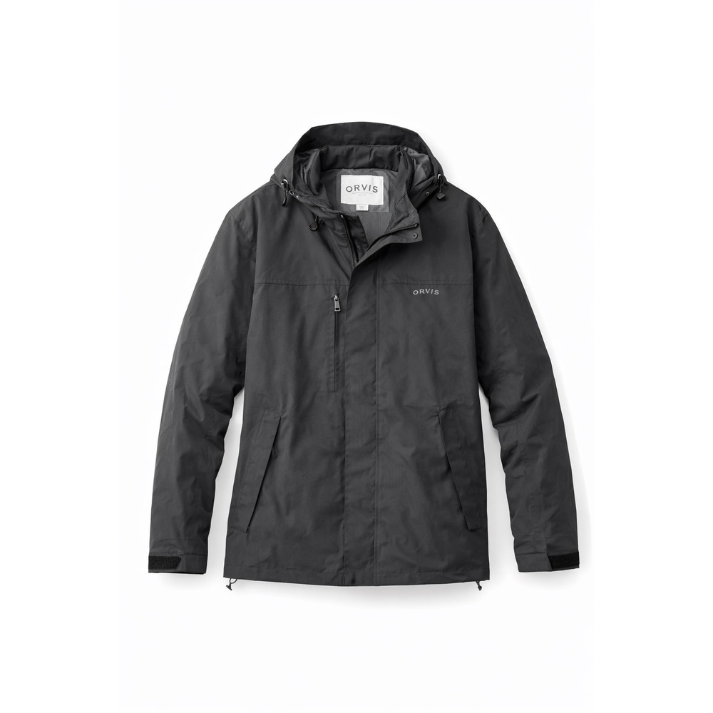 Orvis Rain Jacket XL Black Hooded Lightweight‎ Packable Outdoor Shell Fishing